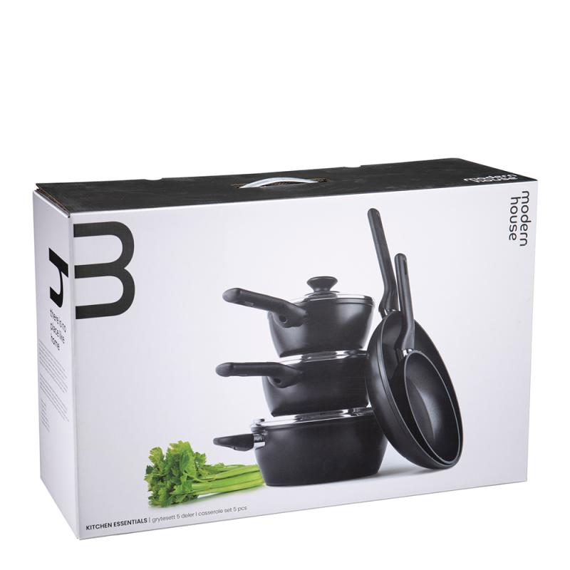 Modern House Kitchen Essentials grytesett 5 deler svart