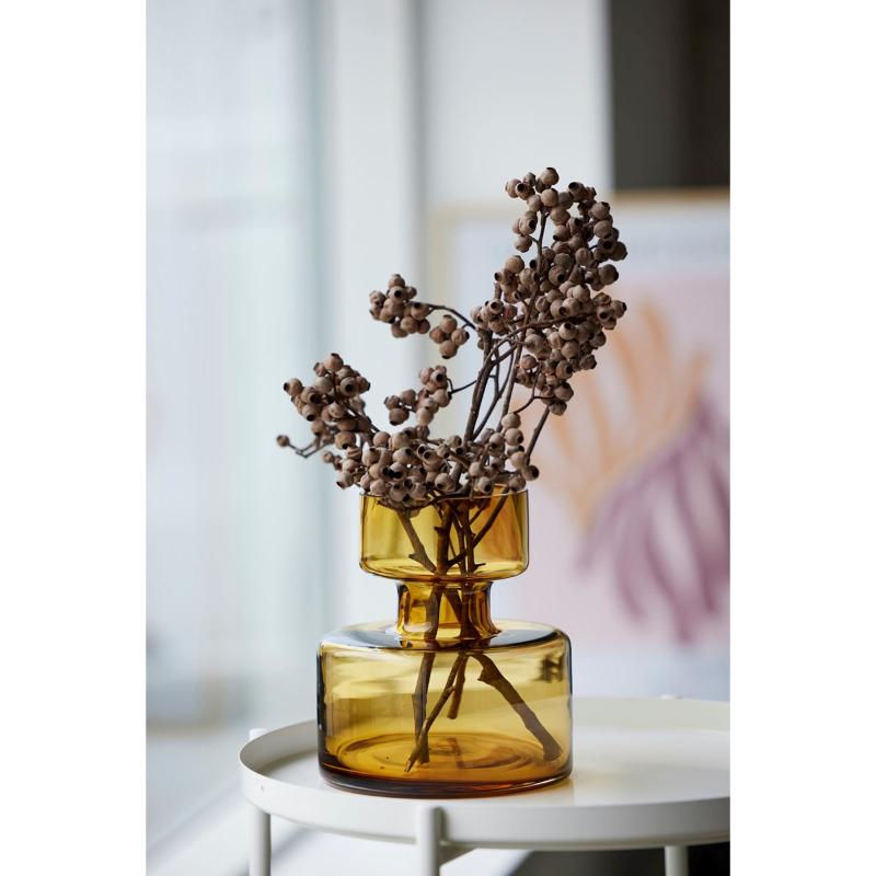 Lyngby Glas Vase tubular 20 cm amber glass