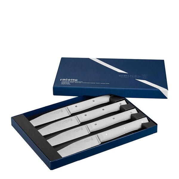 Opinel Table Bois bestikksett 4 deler Facette hvit