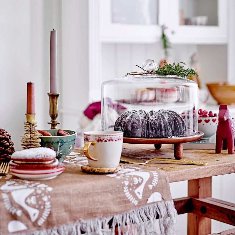 Bloomingville Yule skål 2 stk 50 cl natur/grønn julemotiv