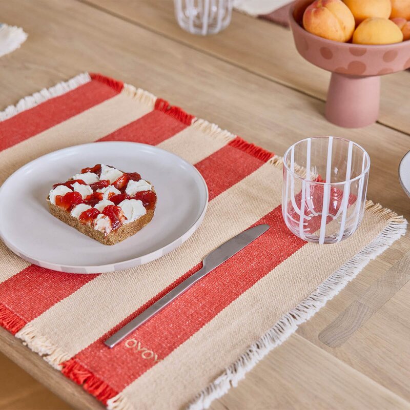 OYOY Toppu bordbrikke 48x36 cm 2 stk red/offwhite