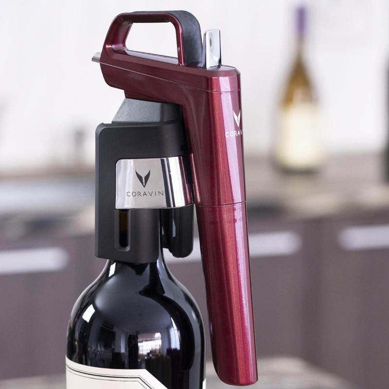 Coravin Timeless six+ vinkonserveringssystem 11 deler i veske burgunder