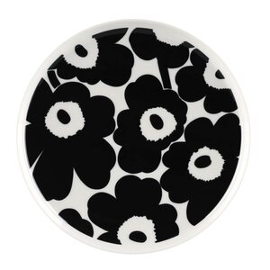 Marimekko Oiva Unikko tallerken 25 cm hvit/svart