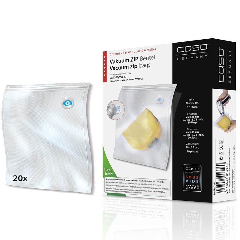 Caso One Touch ZIP vakuumposer 26x35 cm 20 stk