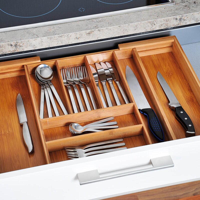 Kesper Bestikkskuff justerbar 57x45x5 cm bambus