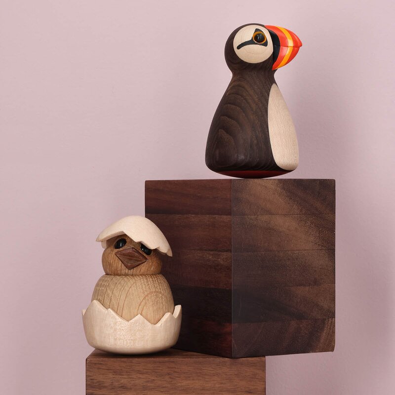 Spring Copenhagen Puffy Puffin trefigur 9 cm ask