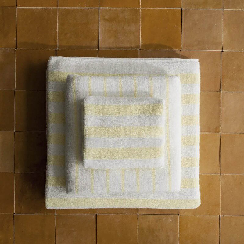 Blomus Arto gjestehåndkle 50x30 cm 2 stk hvit/gul brede striper