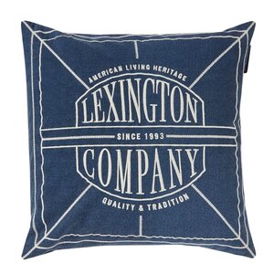 Lexington Logo Washed putetrekk 50x50 cm mørkblå/lys beige
