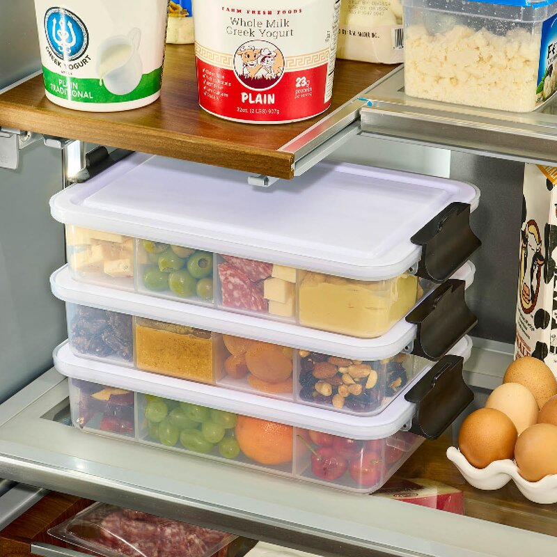 Farberware Snacklebox med 7 rom og plastbrett 20x33 cm hvit