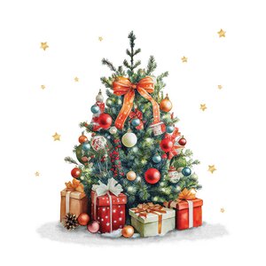 Ambiente Serviett 33x33 cm 20 stk Decorated Christmas Tree