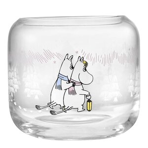 Muurla Mummi telysholder 9x8 cm En frostklar dag hvit/klar