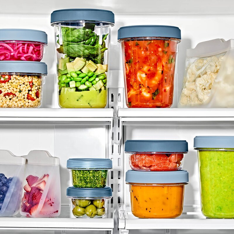 Oxo Twist & Stack oppbevaringsboks 94,6 cl 2 stk klar/blå