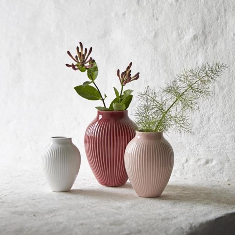 Knabstrup Keramik Vase riller 27 cm bordeux