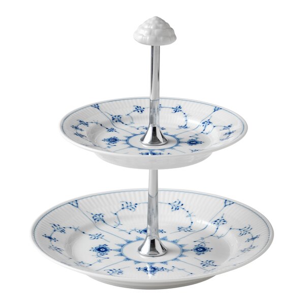 Royal Copenhagen - Musselmalt Riflet etasjefat 24 cm hvit/bl&aring;