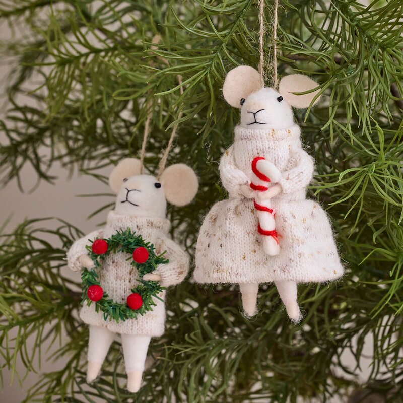 Holmen Walter juleornament mus 12 cm offwhite