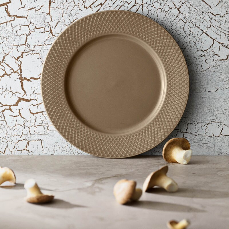 Lyngby Porcelæn Rhombe Earth middagstallerken 27 cm clay