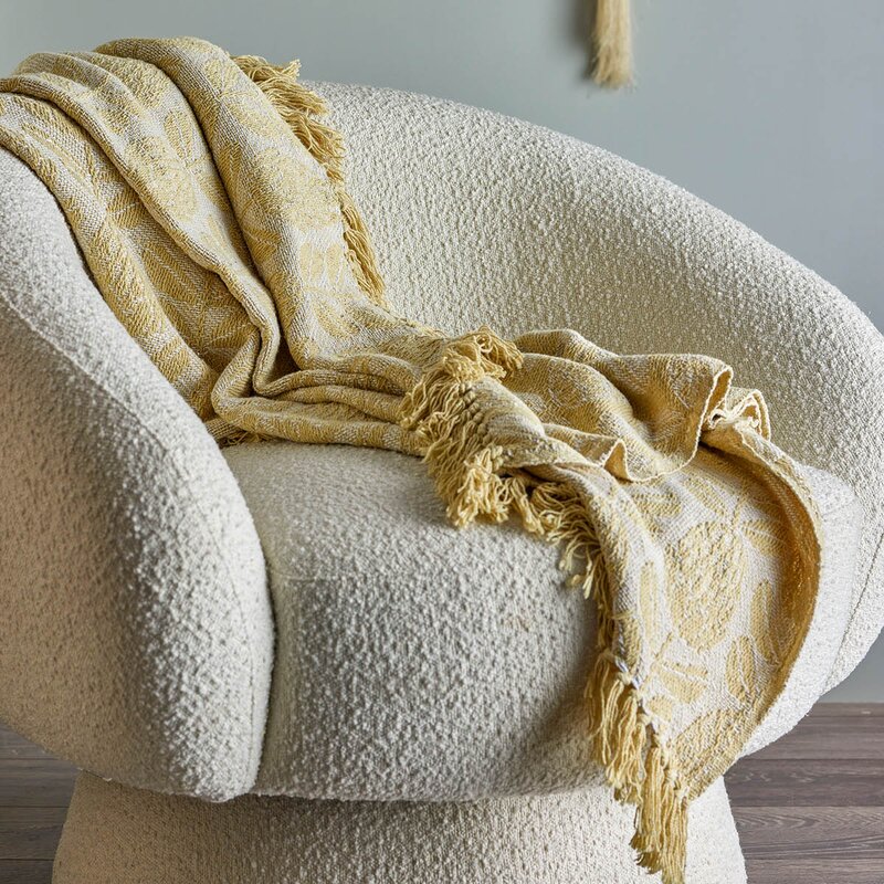 Bloomingville Pratello pledd 160x130 cm gule blader