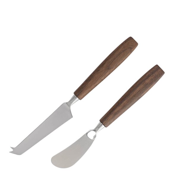 Bjørklund Treskaft knivsett med ost-og smørkniv valnøtt