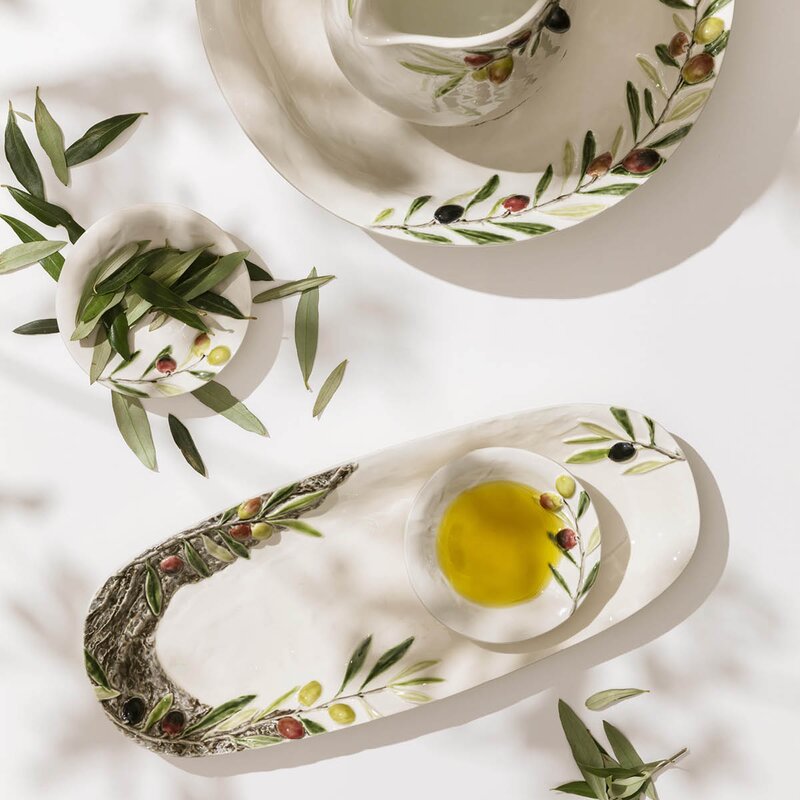 Bordallo Pinheiro Olival skål lav 12,5 cm oliven hvit