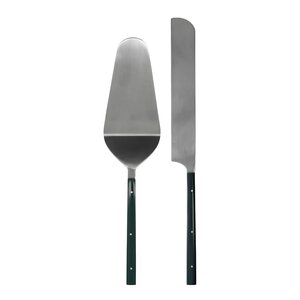 House Doctor Lata kakespade og kakekniv i polert stål 28 cm mørk grønn