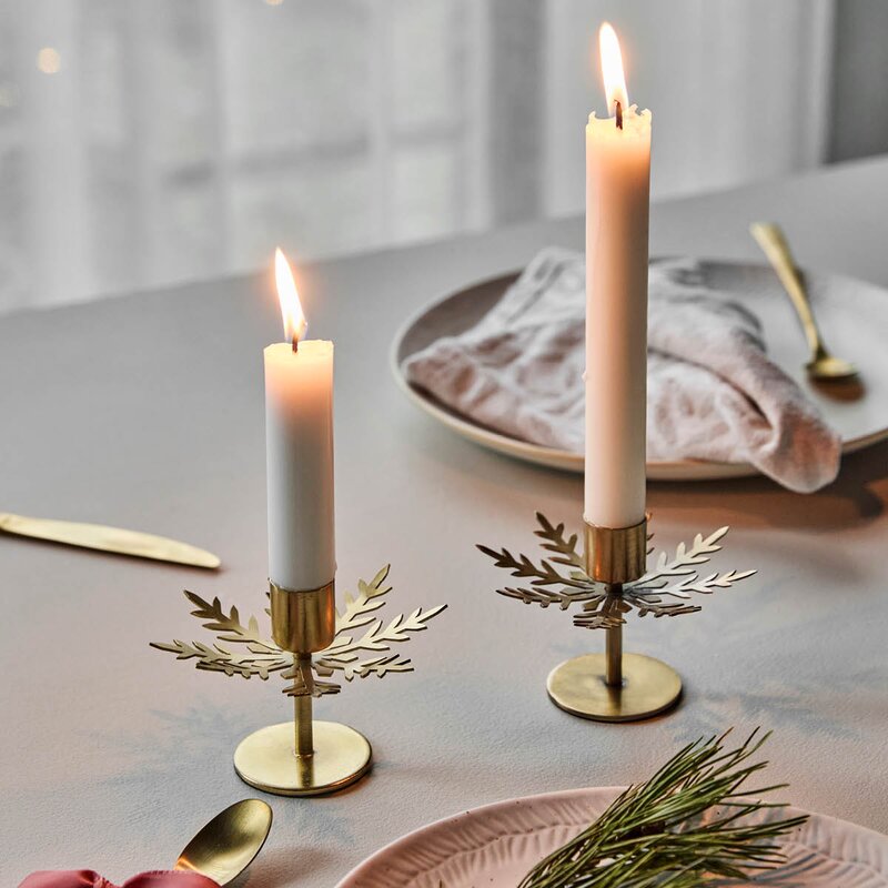 House Doctor Snowflake lysestake i jern 2 stk antikk messing