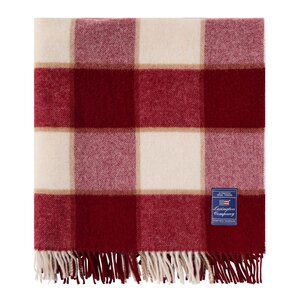 Lexington Rutete ullpledd 130x170 cm rø/lysbeige/beige
