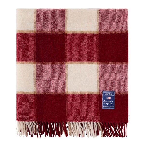 Lexington Rutete ullpledd 130x170 cm rø/lysbeige/beige