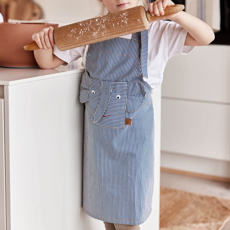 OYOY Striped Denim Elefantforkle forkle 56x44 cm blue