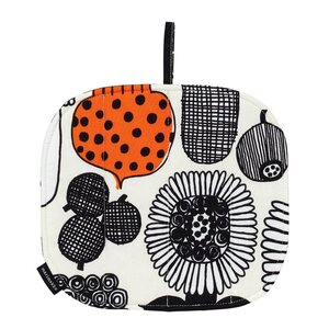 Marimekko Puutarhurin Parhaat gryteklut 22x22 cm hvit/svart/oransje
