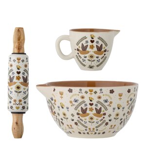 Bloomingville MINI Bryn bakesett til barn 3 deler steintøy