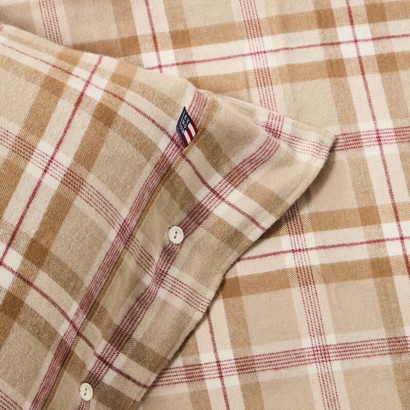 Lexington Sengesett 140x200 cm bomullsflanell rutete fudge/beige/fig