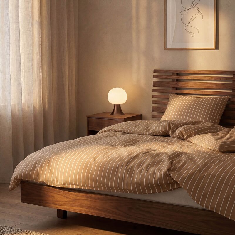 Juna Soft sengesett 220x220 cm karamell/offwhite