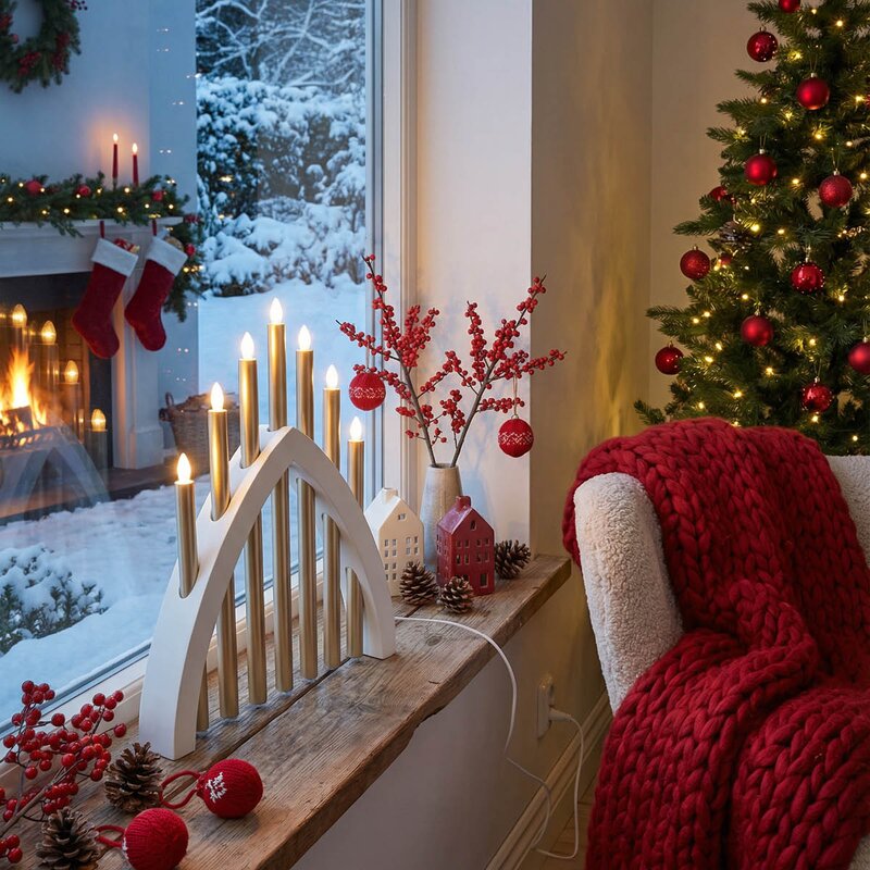 Aneta Lighting Gotland adventsstake 45 cm hvit/matt messing