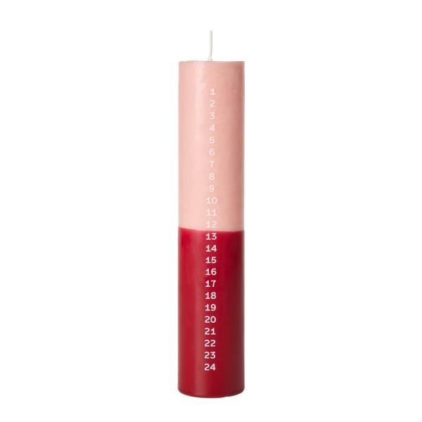 Broste Copenhagen Duo kalenderlys 25x5 cm peach/burgunder