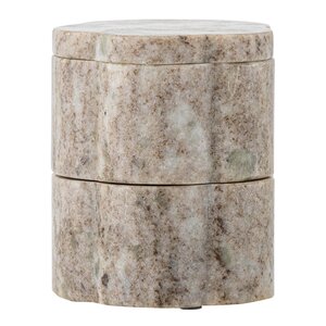 Bloomingville Krukke med lokk Nezli i marmor 25 cl hvit