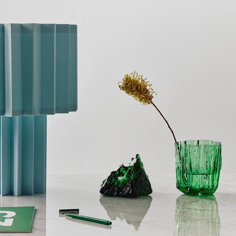 Kosta Boda The Rock lyslykt 9 cm grønn