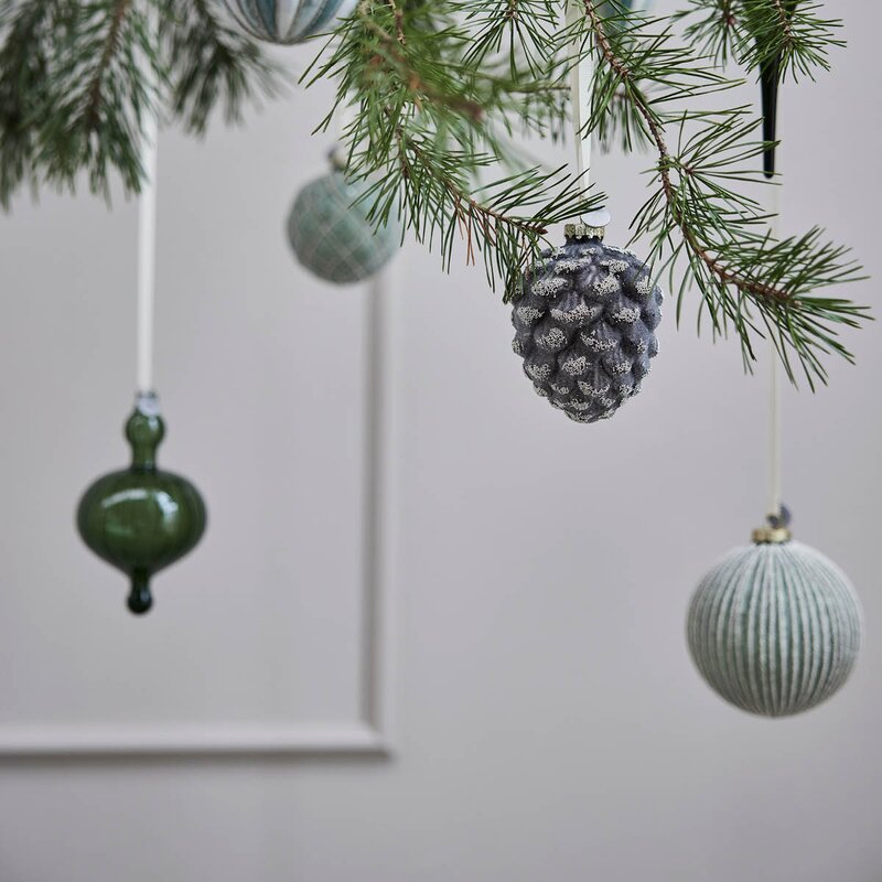 Lene Bjerre Norille juledekorasjon 10 cm grønn rillet