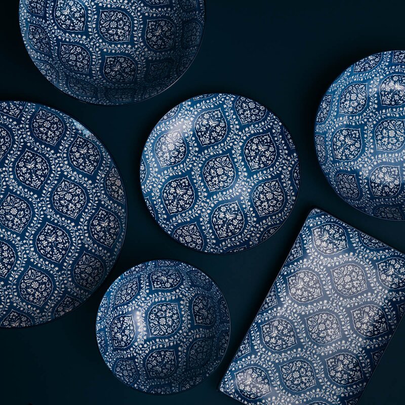 Stiernholm Sakura tallerken 26,5 cm blå/hvit