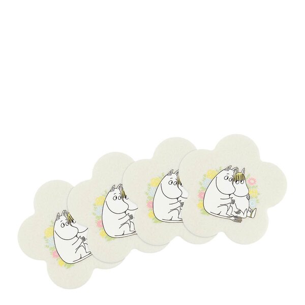 Muurla Mummi glassunderlag Blomster 4 stk gul