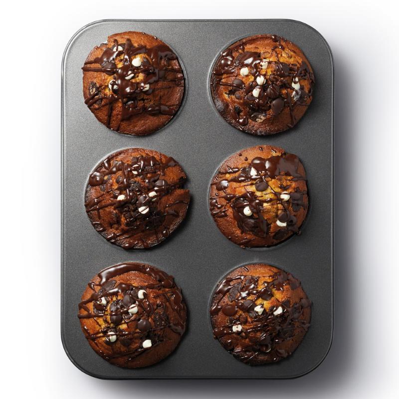 MasterClass Muffinsform for 6 store muffins 35x26 cm grå