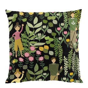 Arvidssons Textil Trädgård putetrekk 47x47 cm svart/grønn