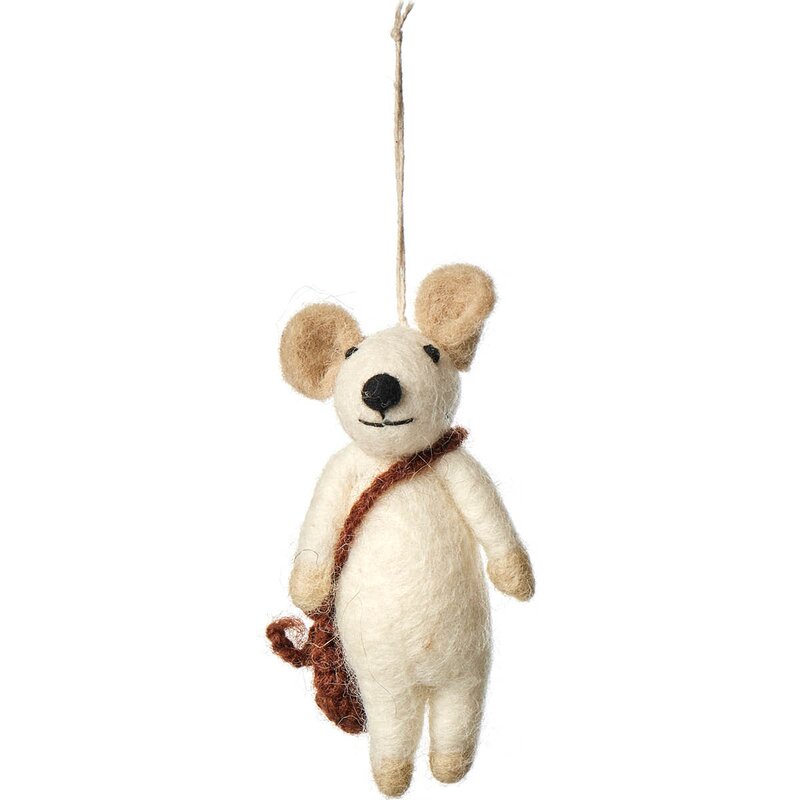 Holmen Mons juleornament mus 10 cm ull/brun