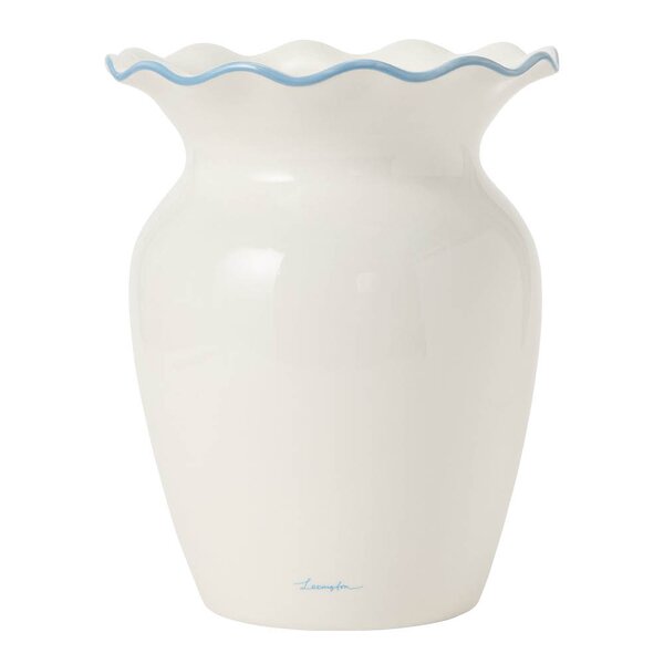 Lexington - Vase med bølgekant 25 cm hvit/blå