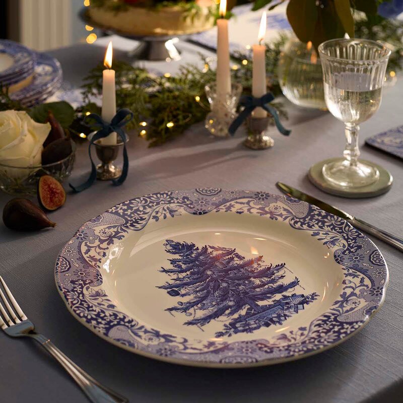 Spode Blue Italian Christmas Tree serveringsfat 31 cm blå/hvit
