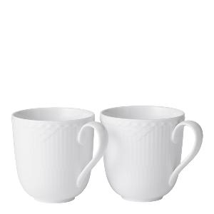 Royal Copenhagen Hvit Riflet Halvblonde krus 37 cl 2 stk