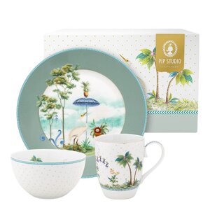 Pip Studio Jolie frokostsett 3 deler blå