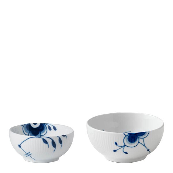 Royal Copenhagen Blå Mega Riflet skålsett 2 deler 24 cl + 47 cl