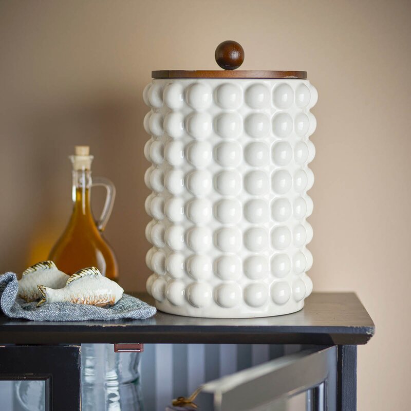 Bloomingville Krukke med lokk Madge 225 cl hvit