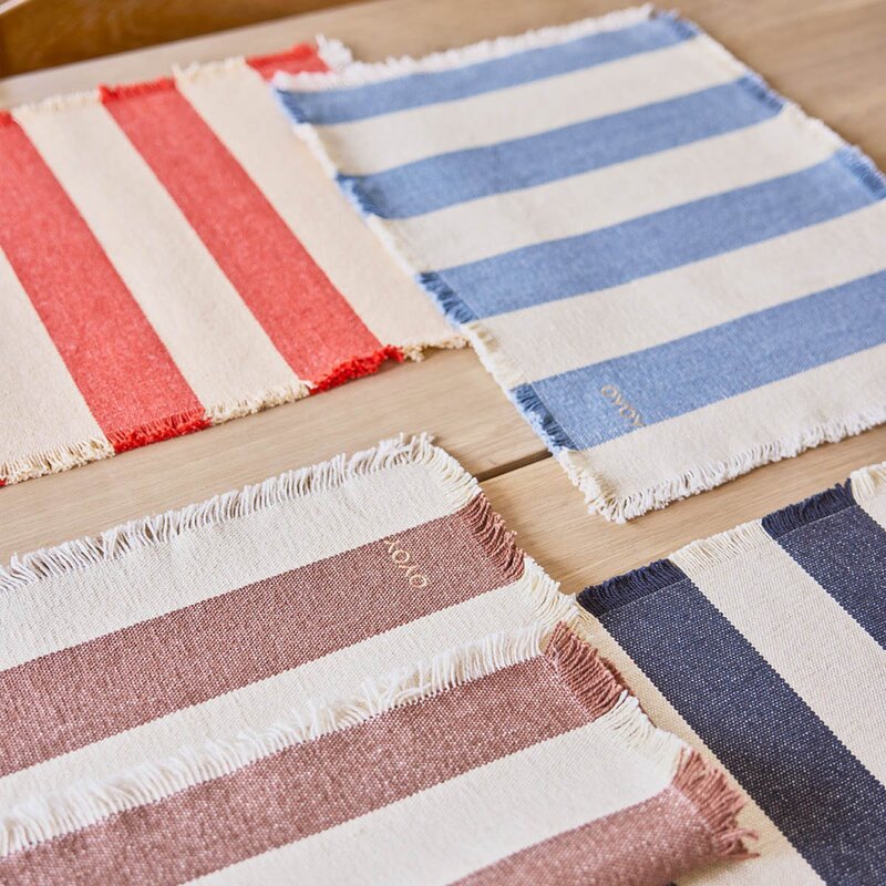 OYOY Toppu bordbrikke 48x36 cm 2 stk red/offwhite