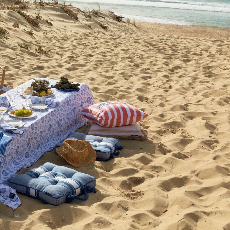 Lexington Serviett 50x50 cm bomull skallprintet hvit/blå